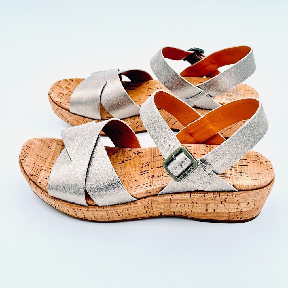 Kork-ease Myrna 2.0 Soft Gold Ankle Strap Womens Size 7M Wedge Sandals